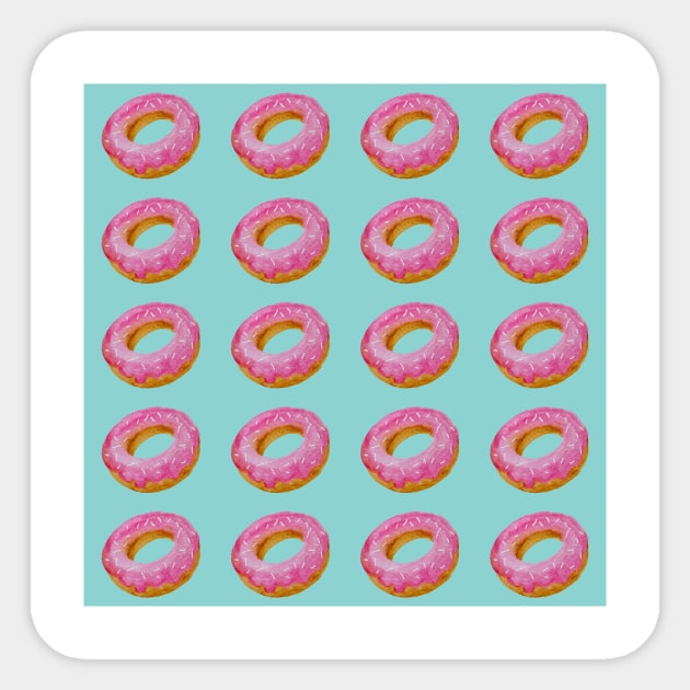 Watercolor donuts pattern - pink and blue background Sticker by wackapacka